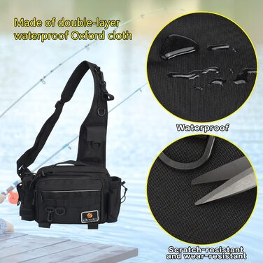 Сумка для рибалки Noosverl Сумка для риболовлі, водонепроникний і зносостійкий водовідштовхувальний рюкзак для риболовлі з 4 карабінами