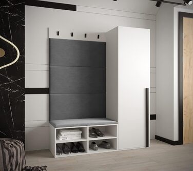 МЕБЛІ КРИСПІЛЬ Шафа для одягу MIRO Комплект 6 з м'якими панелями Сучасний дизайн (Маніла 16 (сірий), білий матовий чорний матовий)