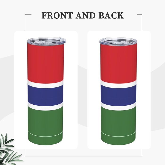 Кухоль з прямою трубочкою, дизайн прапор Гамбії, дорожній кухоль з принтом, підходить для кемпінгу, офісу та дому, 590 мл