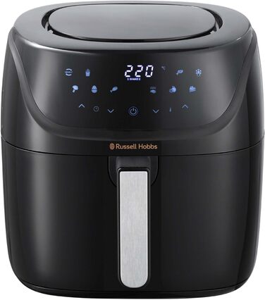 Аерофритюрниця Russell Hobbs XXL 8 л компактний корпус 7 функцій приготування10 програм AirFryer (можна мити в посудомийній машині, макс. 220C, фритюрниця без олії, гриль, запікання, смаження, зневоднення) SatisFry 27170-56