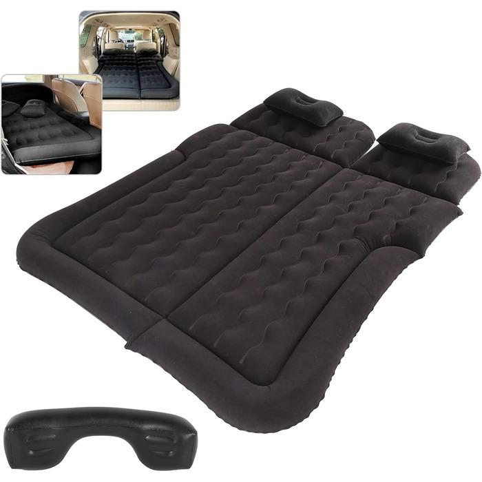 Надувний матрац AYNEFY для автомобілів позашляховиків, портативний надувний матрац, товстіший надувний матрац для заднього сидіння автомобіля (чорний)