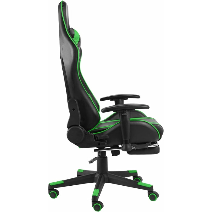 Геймерське крісло з підставкою для ніг, обертове, зелений ПВХ, для дорослих, крісло для ПК, ігрове