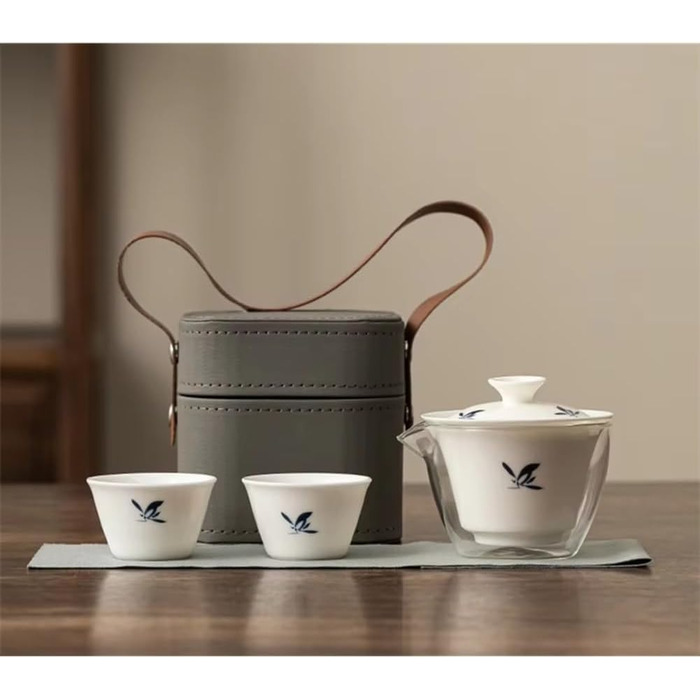Компактний чайний набір з нефриту, портативний посуд для чаювання, повний комплект з чайником та чашками, ідеальний для активного відпочинку, кемпінгу та офісу, чудова ідея для подарунка