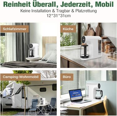 Настільна система осмосу Ecoviva, система зворотного осмосу для питної води з 4-ступеневою фільтрацією, монітор TDS у реальному часі, 31 Pure to Drain, мобільний фільтр для води зворотного осмосу без установки WP-RO-200G білий