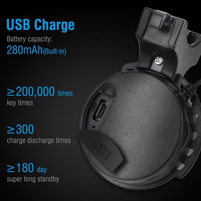 Велосипедний дзвінок USB, акумуляторний електрични 120 дБ чорний