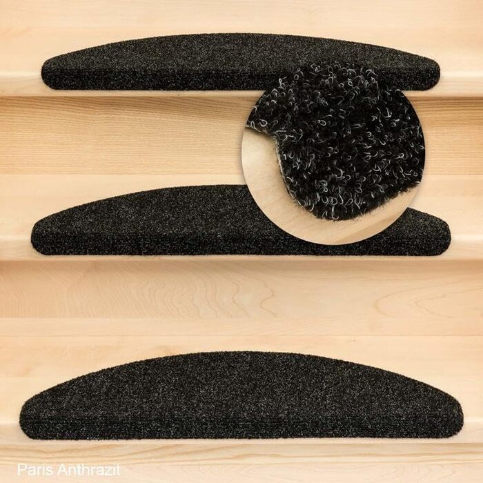 Килимки для сходів Kettelservice-Metzker Ramon MW Half Round в різних варіантах набору 65x23,5 см Антрацит 15 шт. 15 шт. Антрацит