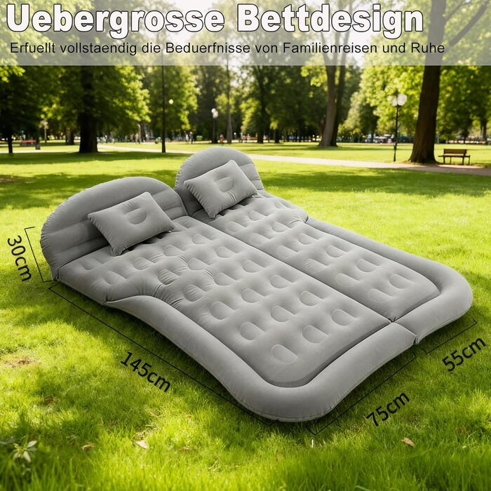 Надувний матрац для позашляховика, надувний матрац для заднього сидіння вантажівки - складний надувний матрац з електричним насосом, портативний надувний матрац для дому, намету, кемпінгу, подорожей (світло-сірий)