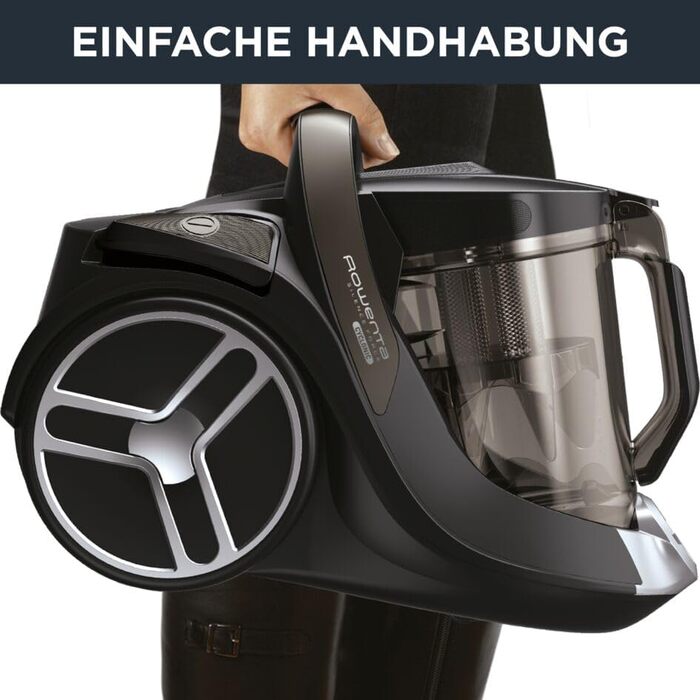 Циклонний паркетний пилосос Без мішка Великий контейнер для пилу 2,5 л Тонкий і сучасний дизайн Міцний двигун EffiTech Чорний парк