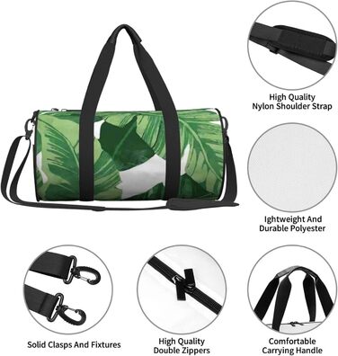 Дорожня сумка з дизайном черепа, кругла, великої місткості, легка та міцна, чудовий подарунок для походів, відпустки, ділових поїздок та іншого. Стильні зелені пальмові листки. Універсальний розмір.