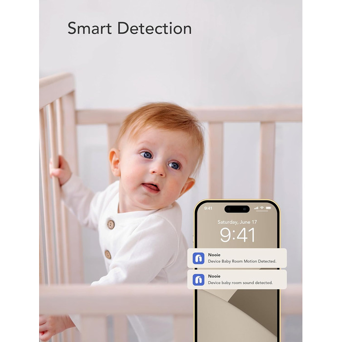 З камерою, дитяча камера WLAN, радіоняня з камерою та додатком, функція інтеркому 1080P HD Night Vision, сумісна з Alexa та 2,4 ГГ