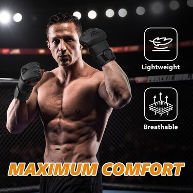 Рукавички Flintronic Fitness MMA, тренувальні рукавички для греплінгу, спарингу MMA з вентильованою долонею, шкіряні рукавички для спарингу для чоловіків та жінок для муай-тай, MMA, бойових мистецтв, кікбоксингу