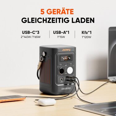 Портативна електростанція Jackery Explorer 300D, акумулятор LFP 288 Втгод, живлення постійного струму 300 Вт, 2 порти USB-C до 140 Вт, легкий та компактний сонячний генератор для кемпінгу, подорожей та автофургонів E300D