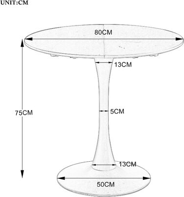 Чорний сучасний круглий обідній стіл, круглий стіл 80 см, круглий обідній стіл, підходить для 2-4 осіб, підходить для кухні, вітальні, їдальні, чорний, 8075 см, 80