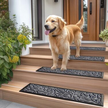 Килимки для сходів Aucuda, 6 шт. , сіре листя