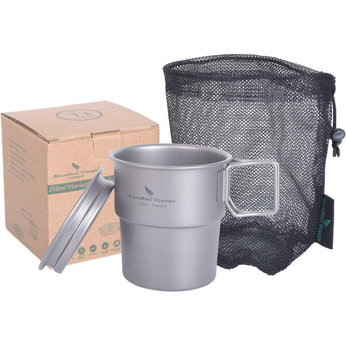 Безмежна подорож Титанова чашка для кави з кришкою 250 мл Пивний кухоль для кемпінгу на свіжому повітрі Піші прогулянки Пікнік При