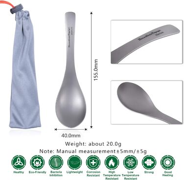 Титанова супова ложка Рисова ложка з великою мискою Багаторазові легкі столові прибори Кухонне приладдя для кемпінгу на відкритому