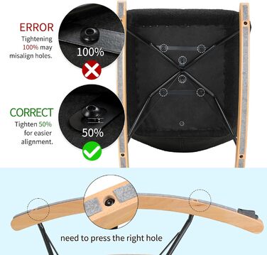 Крісло-гойдалка Clevich для вітальні, крісло-гойдалка з оббивкою з плюшевого тканини, дерев&39яними полозками та металевими ніжками, для вітальні, дитячої кімнати, спальні, вантажопідйомність до 136 кг, білий колір