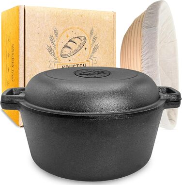 КОРЖ MAGIC 26 см Чавунний горщик для випічки хліба з кришкою - Міцна форма для випічки хліба з кришкою - Ідеальний горщик для хліб