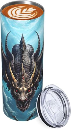 Кружка з прямою трубочкою, дизайн летючий дракон, принт, підходить для кемпінгу, офісу та дому, 590 мл