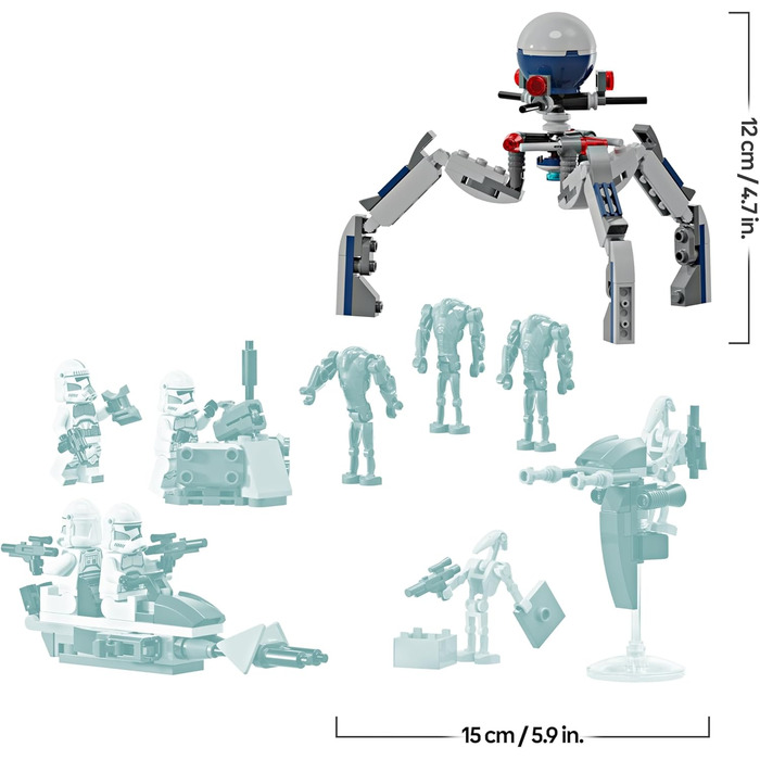 Конструктор LEGO Star Wars 75372, Бойовий Набір Клонів та Бойових Дроїдів, 215 деталей