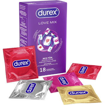 Асортимент презервативів Durex Love Mix універсальний мікс-набір із 5 різними варіантами презервативів, які можна спробувати упаковка з 18 шт. (1 x 18 шт. ) 18 шт. (1 упаковка)