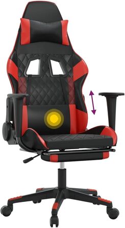 Ігрове крісло з масажною підставкою для ніг, чорно-червона штучна шкіра, офісне крісло, крісло-реклайнер, стільце для столу, офісне крісло для вітальні, офіс, модель 345523
