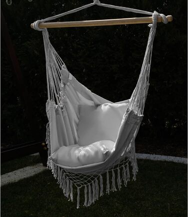 Підвісне крісло для вулиці 97 x 130 см Сірого кольору до 120 кг - Крісло-гойдалка для використання на вулиці та в приміщенні - Підвісна гойдалка Ідеально підходить для дому, саду чи балкону 23671