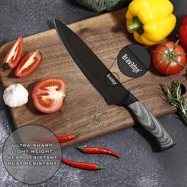 Кухарський ніж кухонний ніж 20 см професійний ніж з німецької нержавіючої сталі з гострим лезом та ергономічною ручкою ПП чохол, н