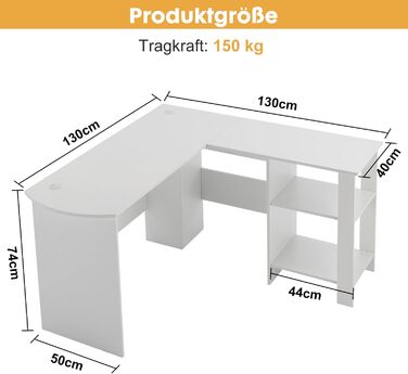 Комп&39ютерний стіл Офісний стіл з тримачем для навушників та сумкою для зберігання Невеликий стіл для навчання Дерев&39яний ПК стіл Офісний стіл для домашнього офісу 51 дюймів білого кольору