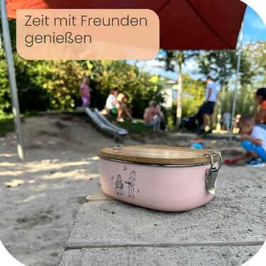 Ланчбокс Ringwald Edelstahl Rosa 1400 мл для дитячого садка та школи, великий, з роздільниками та бамбуковою кришкою, без BPA та пластику, рожевий