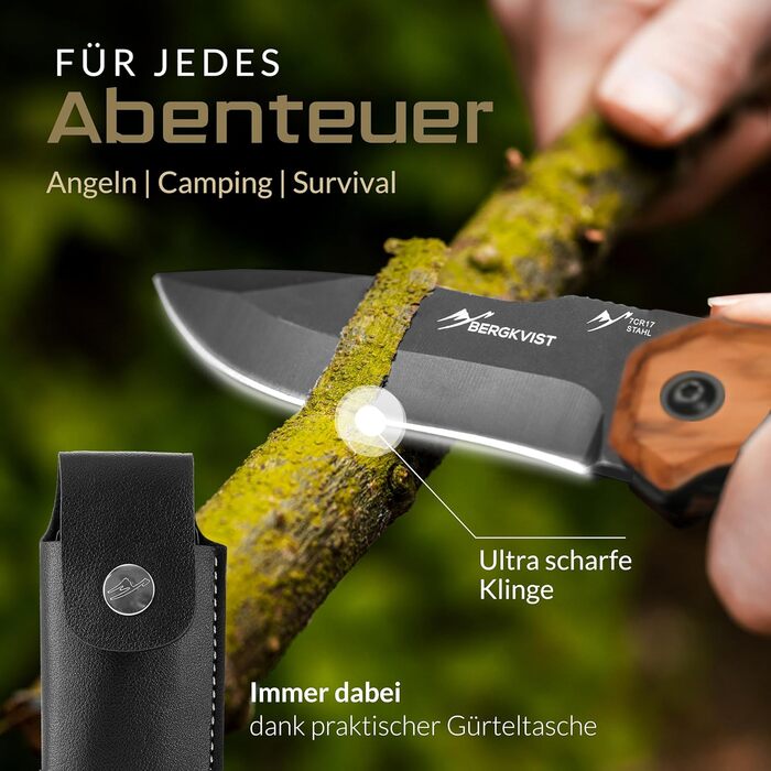 Гострий одноручний кишеньковий ніж для активного відпочинку та виживання з вогнетривкої сталі та поясним чохлом
