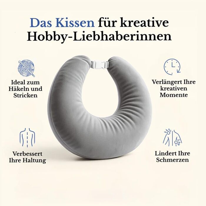 Ергономічна подушка ваш союзник для комфорту та творчих моментів, подушка для читання на ліжко та диван, ігрова подушка, для читання, гри, роботи, в&39язання гачком, зменшує втому рук (сіра)