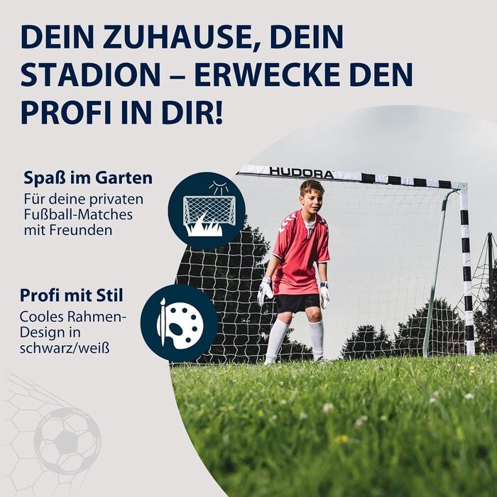 Футбольні ворота HUDORA - Міцні футбольні ворота для дітей та дорослих - Всепогодні футбольні ворота з щільною сіткою для домашнього використання - Високоякісна зовнішня стінка для дозвілля та тренувань з футболу