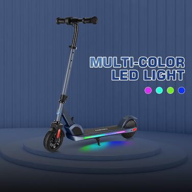 Електросамокат Caroma для дітей віком 8-12 років, швидкість до 16 км/год та запас ходу 8 км, електричний самокат для дітей з різнокольоровими вогнями, світлодіодним дисплеєм, регульованою швидкістю та висотою, легкий складаний електричний самокат 150 Вт-E