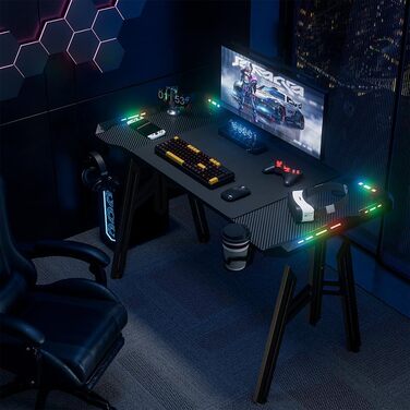 Ігровий стіл Storeo Imp, 120 x 60 x 74 см, МДФ / сталь / вуглецеве волокно, чорний