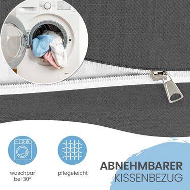 Подушка для спинки ELONEO шириною 100 см, клиноподібна подушка, підходить для ліжка та дивана, трикутна подушка для читання, подушка зі знімним чохлом, який можна прати, з практичною бічною кишенею, антрацит, 100 см