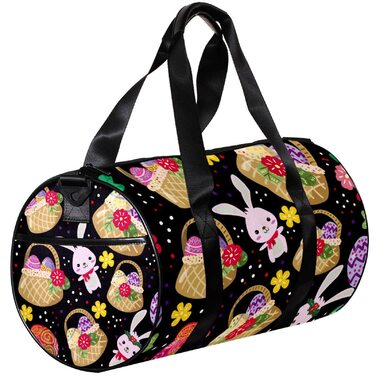 Спортивна сумка, маленька дорожня сумка, сумка для йоги, великодні яйця з кроликами, барвисті квіти, сумка для фітнесу на відкритому повітрі, ручна поклажа