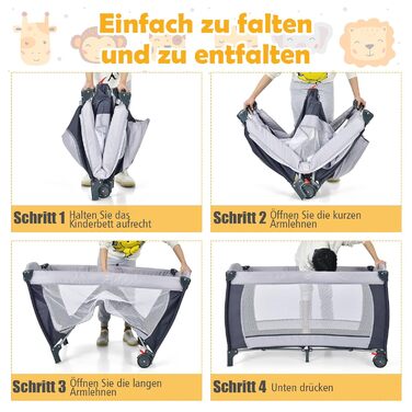 В 1 складне дорожнє ліжечко, люлька, пеленальний столик та манеж з функцією гойдання, в т.ч. музична шкатулка, ігрова дуга, пелена