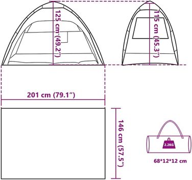 Пляжний намет vidaXL, пляжний намет із системою швидкого зняття, водонепроникний кемпінговий намет з відкритим входом, захист від сонця, блакитно-синій, 190T поліестер