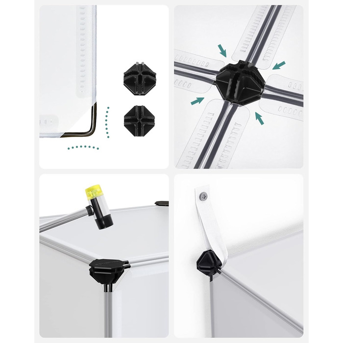 Система полиць SONGMICS, полиця для взуття, комплект із 16 кубів, пластикова шафа з дверима, модульні полиці, місце для зберігання одягу, взуття та книг, легке складання, білий LPC44BS 16 кубів (123Ш x 123В см) білий