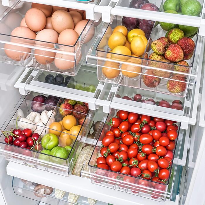 Органайзер для холодильника прозорий, з регульованими полицями та ручками, 1 відділення