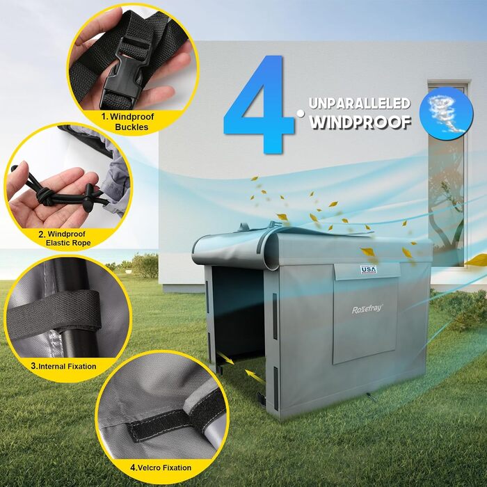 Чохол для генератора Rosefray 81,3 см Д x 61 см Ш x 61 см В, міцний, водонепроникний чохол для невеликого спорядження для використання на відкритому повітрі 600D, для Champion, Predator, Wen, Ryobi, Generac, Westinghouse, портативний, 32*24*24 дюйма, чорн