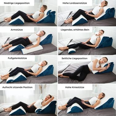 Ергономічний комплект із 4 подушок Wedge Pillow Багатофункціональний дизайн 12-в-1 зі знімним чохлом, який можна прати, для сну та читання