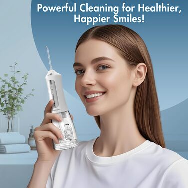 Акумуляторний іригатор для зубів та ясен, 5 режимів очищення, 5 насадок, резервуар 300 мл, бездротовий USB-іригатор, водонепроникний IPX7 та обертова насадка на 360