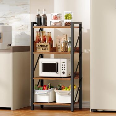 Книжкова полиця HOOBRO, стояча полиця, полиця-драбина, окремостояча вузька полиця, офісна полиця з 4 ярусами, відкриті полиці, для вітальні, спальні, офісу, кухні, рустикальний коричневий та чорний EBF40SJ01 42 x 28 x 102 см рустикальний коричневий чорний