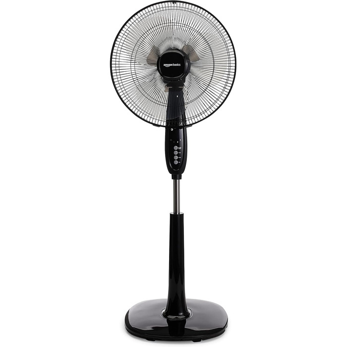 Коливальний подвійний 3-лопатевий вентилятор на п'єдесталі, цифровий, з пультом дистанційного керування, чорний 3-швидкісний чорни