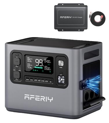 Комплект електростанції AFERIY 2800 Вт, 2048 Втгод, зарядний пристрій DC060 580 Вт постійного струму, швидка зарядка 45 хв, 13 виходів, чиста синусоїда 230 В, ДБЖ, сонячний генератор для кемпінгу/домашнього офісу, 2025, новий P280DC60