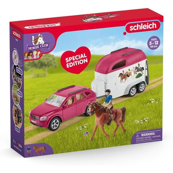 Автомобіль Schleich з причепом для коня, в комплекті 1 кінь, набір ігрових фігурок для дітей від 5 років і старше