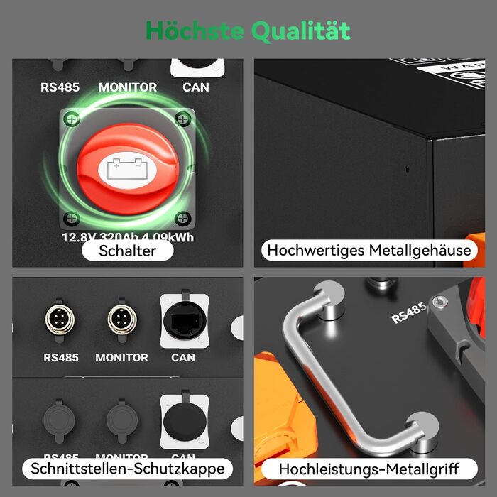 Підсидільний LiFePO4 акумулятор, сертифікований ECE R10 з вбудованою системою управління будинком (BMS) 250A, захистом від низьких температур, 12 000 циклів та 10-річним терміном служби, для караванів, сонячних систем, автономного використання, акумулятор