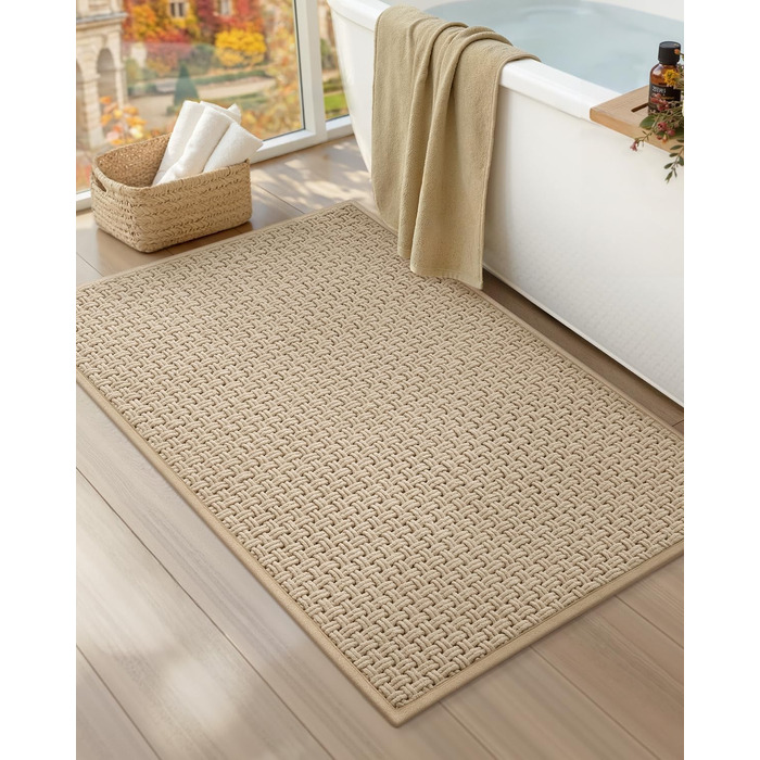 КОЛІР ТА ГЕОМЕТРІЯ Нековзні килимки для ванної, що миються, 40x60 см, абсорбуючі килимки для ванної з шенілу, килимок для ванної кімнати, що швидко висихає, м&39який, хакі, хакі 40x60 см